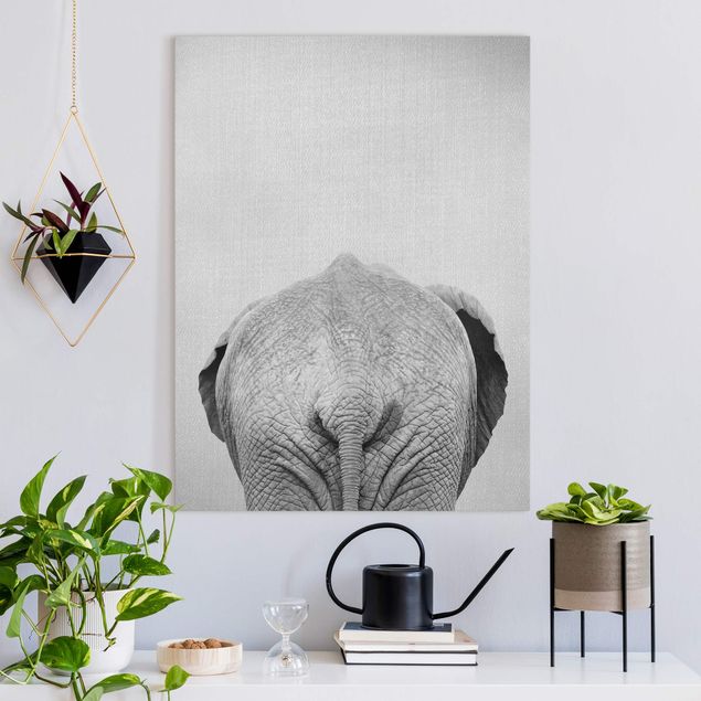 Quadri con elefanti Elefante da dietro bianco e nero