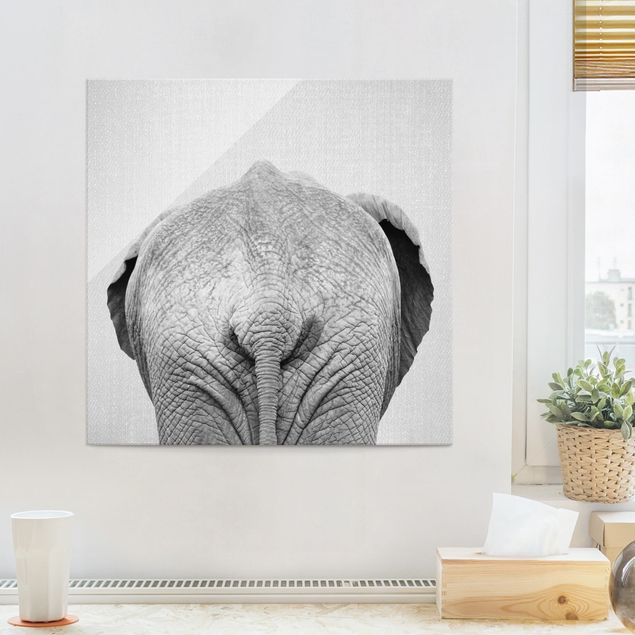 stampe animali Elefante da dietro bianco e nero