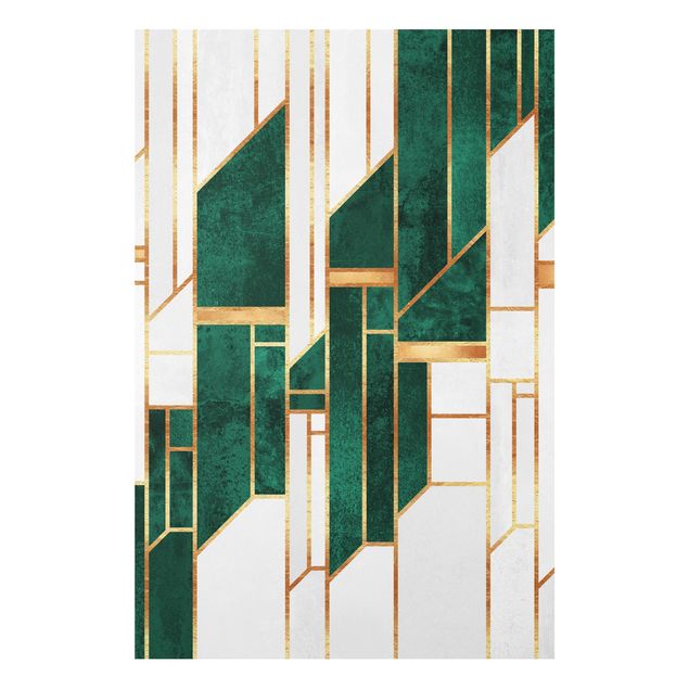 Stampa su Forex - Geometria in smeraldo e oro - Formato verticale 2:3