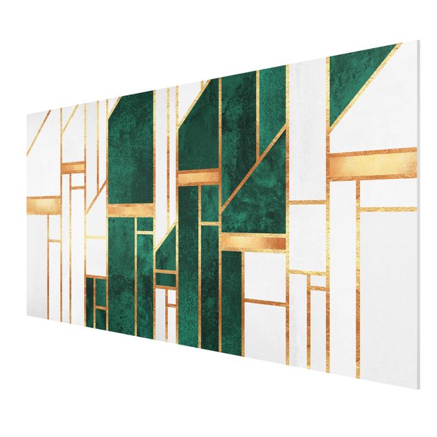 Stampa su Forex - Geometria in smeraldo e oro - Formato orizzontale 2:1