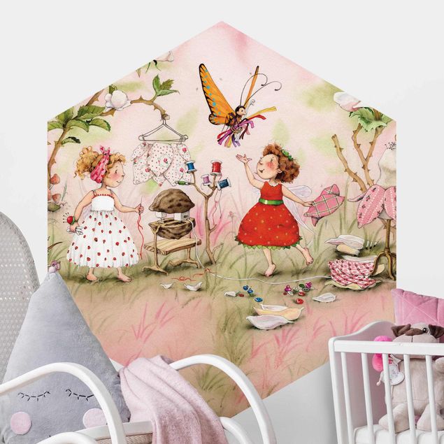 carta da parati fiori acquerello The Strawberry Fairy - Camera del sarto