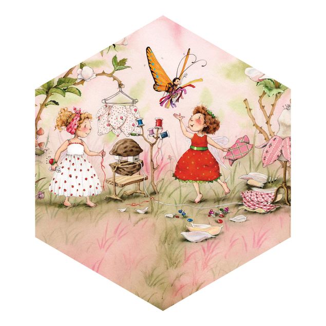 Carta da parati esagonale adesiva con disegni - The Strawberry Fairy - Sartoria
