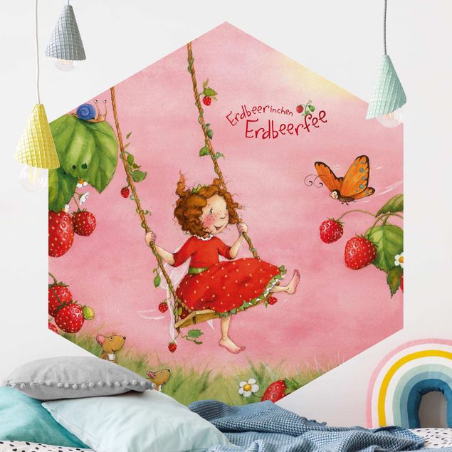 Carta da parati acquerello The Strawberry Fairy - L'altalena dell'albero