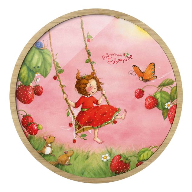 Quadro rotondo incorniciato - The Strawberry Fairy - Altalena
