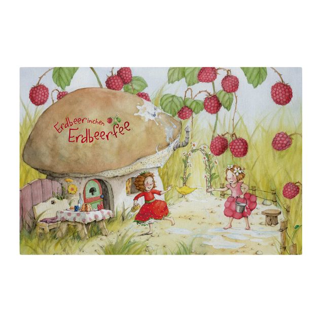Quadro fonoassorbente - The Strawberry Fairy - Sotto il cespuglio di lamponi