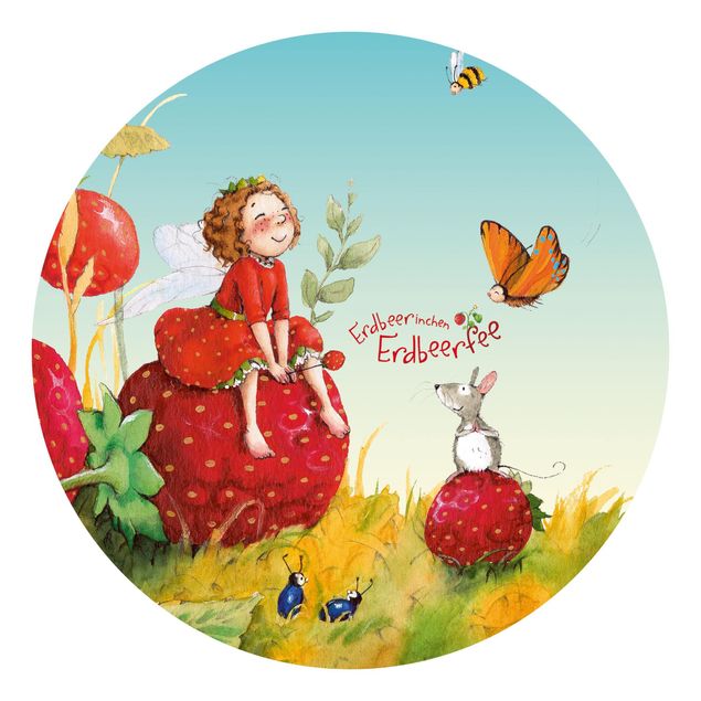 Carta da parati rotonda autoadesiva - Strawberry coniglio Erdbeerfee - Enchanting