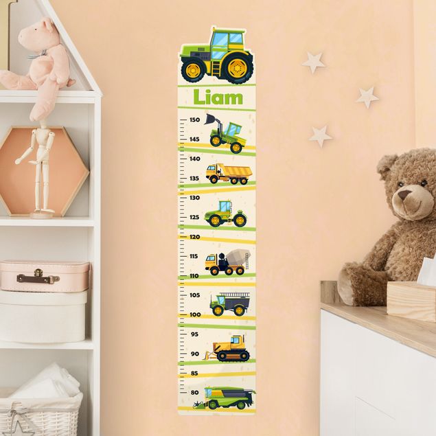 Metro adesivo da parete per bambini - Mietitrice trattore e Co. con nome personalizzato