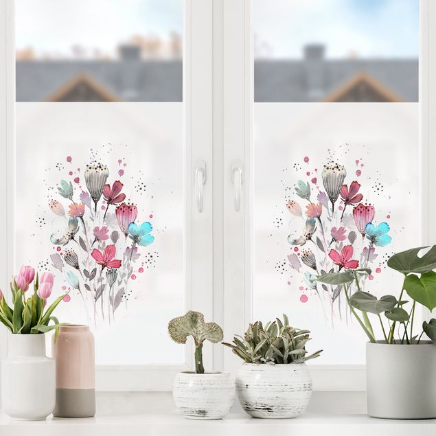 Pellicola per vetri colorata Esther Meinl - Acquerello Fiori in primavera