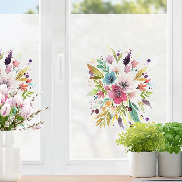 Pellicola per vetri con erbe Esther Meinl - Bouquet acquerellato in primavera