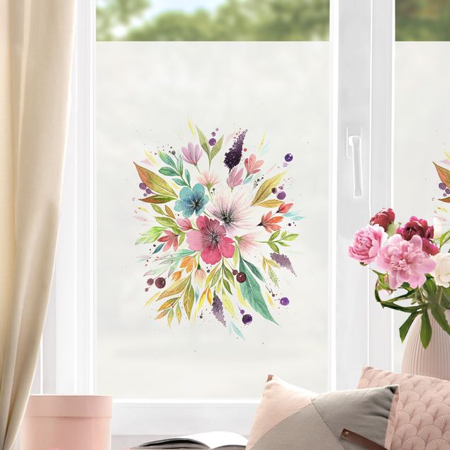 Pellicola per vetri per salone Esther Meinl - Bouquet acquerellato in primavera