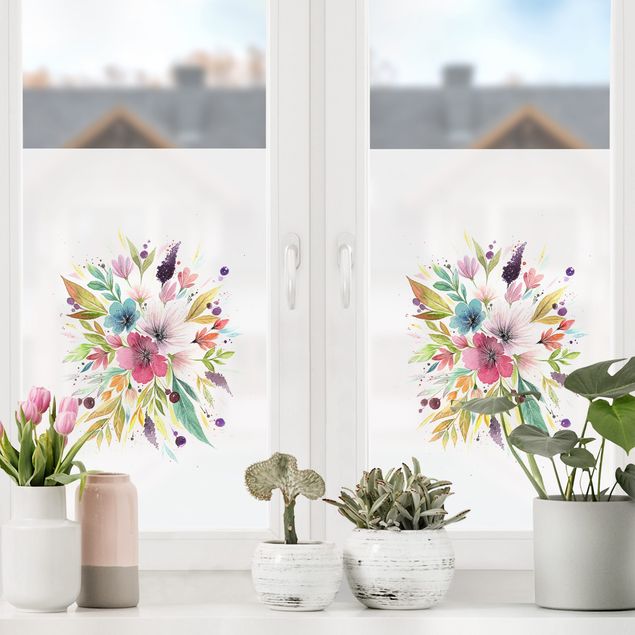 Pellicola per vetri Esther Meinl - Bouquet acquerellato in primavera