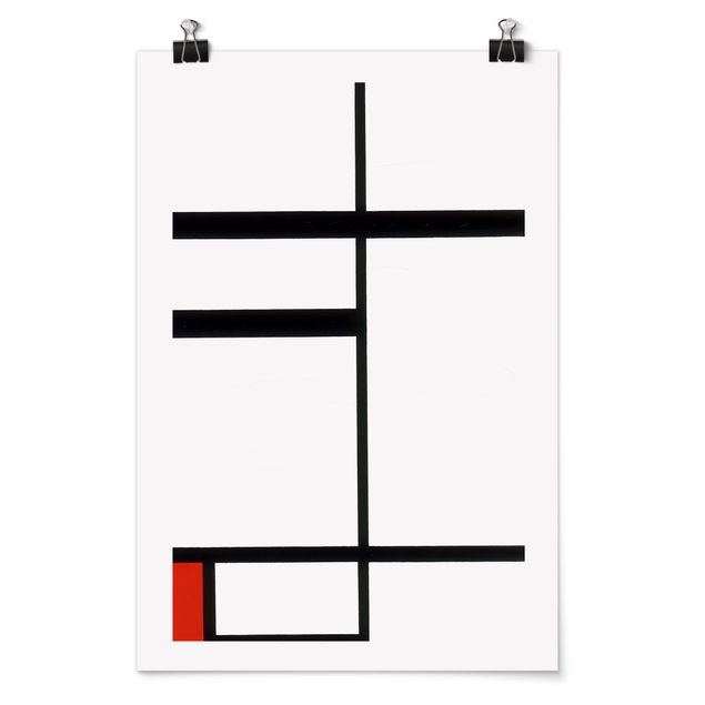 Poster - Piet Mondrian - Composizione Rosso Bianco - Verticale 3:2