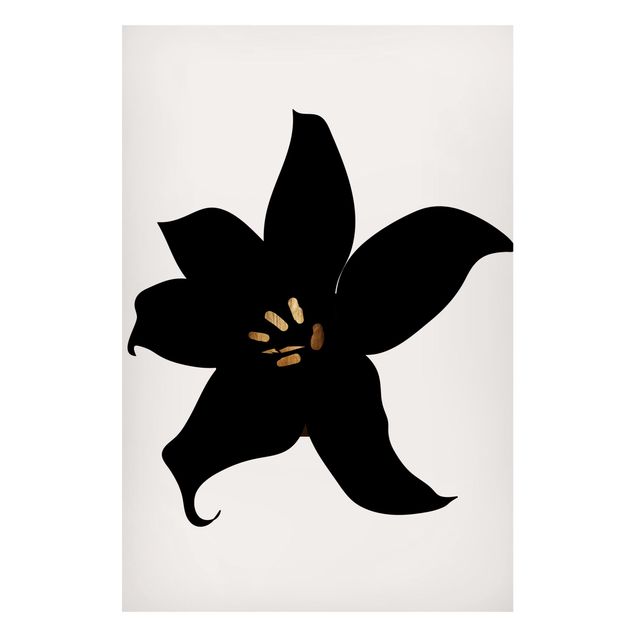 Lavagna magnetica nero Mondo vegetale grafico - Orchidea nera e oro