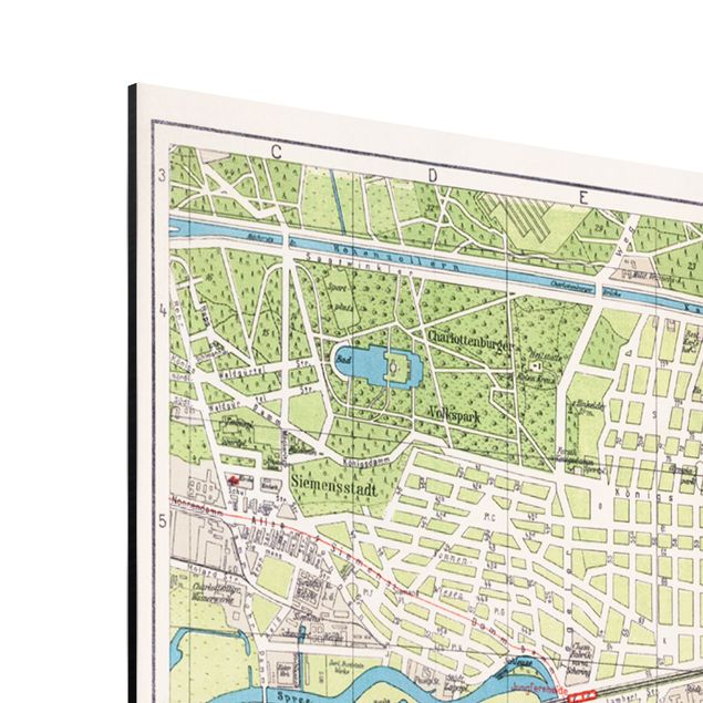 Stampa su alluminio spazzolato - Vintage Mappa Berlino - Orizzontale 3:4
