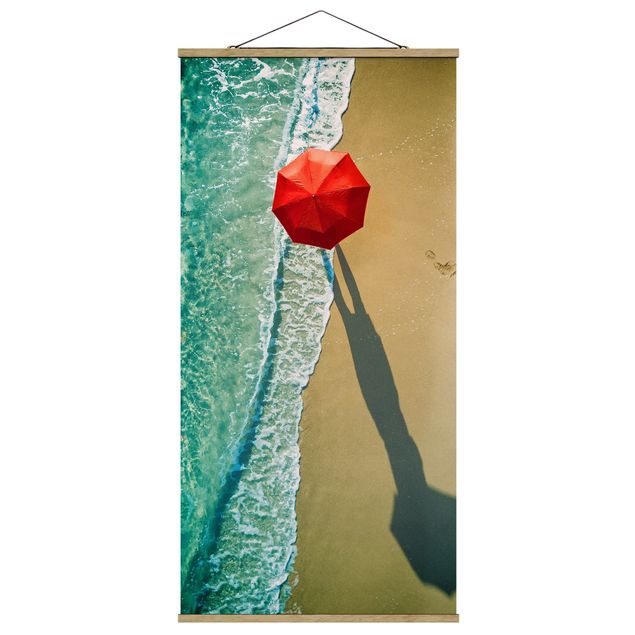 Quadro su tessuto con stecche per poster - Walk On The Beach - Verticale 2:1