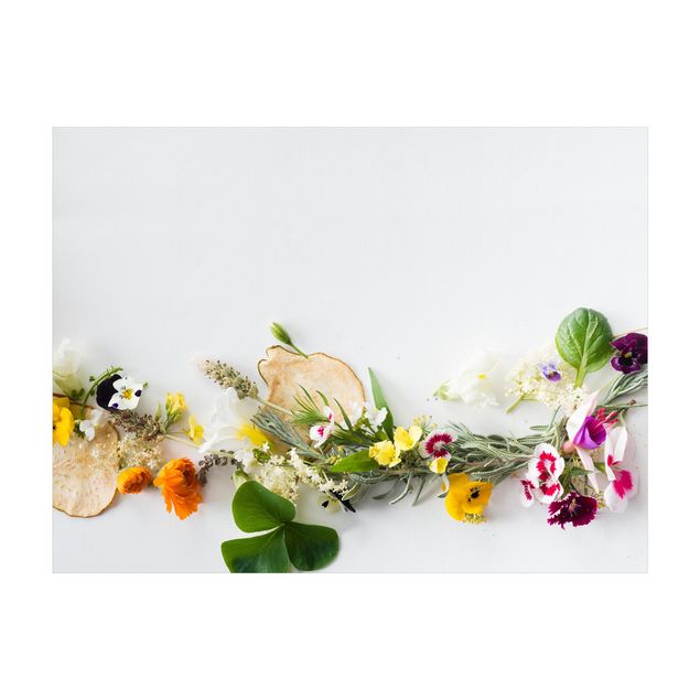 Tappeti multicolor Erbe fresche con fiori commestibili