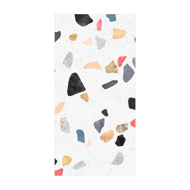 Tappeti in vinile - Elisabeth Fredriksson - Terrazzo bianco con pietruzze dorate - Verticale 1:2