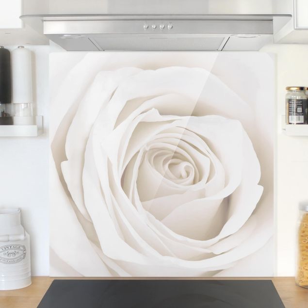 paraschizzi cucina vetro magnetico Pretty White Rose