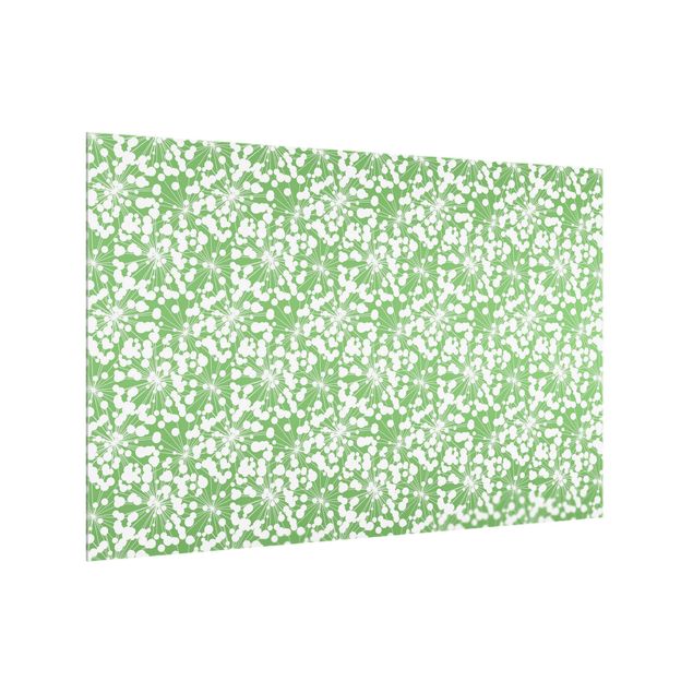 Paraschizzi in vetro - Trama naturale di soffioni con punti su sfondo verde - Formato orizzontale 3:2