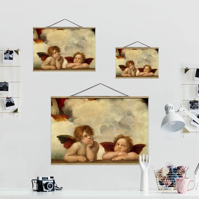 Foto su tessuto da parete con bastone - Raphael - due angeli - Orizzontale 2:3