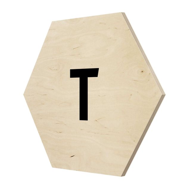 Esagono in legno - Lettera White T