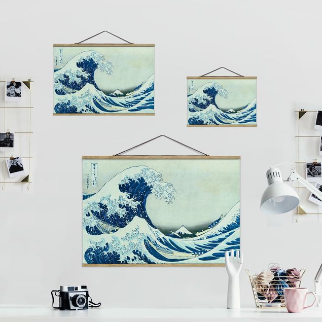Foto su tessuto da parete con bastone - Katsushika Hokusai - La grande onda a Kanagawa - Orizzontale 2:3