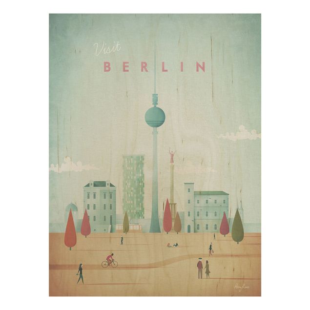 Stampa su legno - Poster viaggio - Berlino - Verticale 4:3