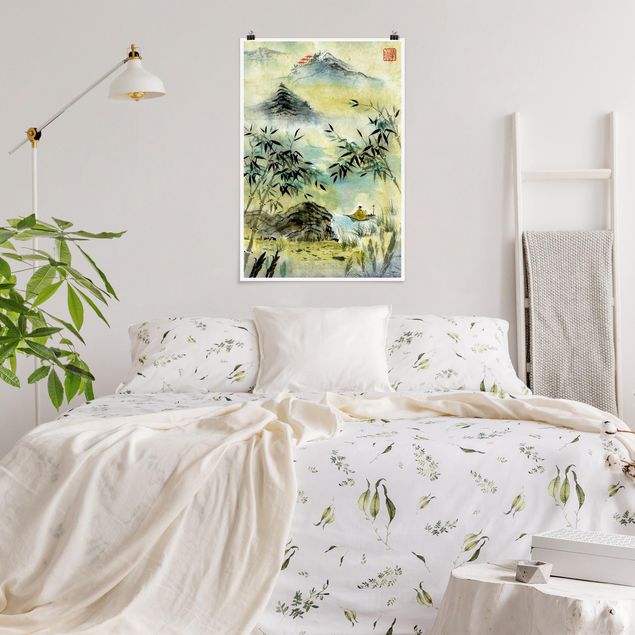 Poster - Giapponese disegno ad acquerello Bamboo Forest - Verticale 3:2