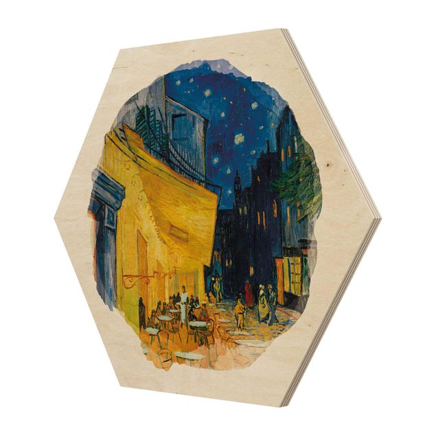 Esagono in legno - Acquarelli - Vincent Van Gogh - Terrazza del caffe ad Arles