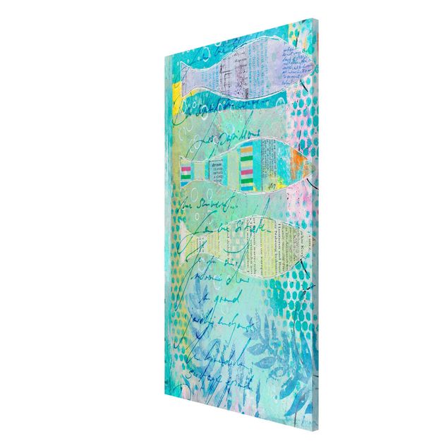 Lavagna magnetica - Colorato collage - Pesci E Punti - Formato verticale 4:3
