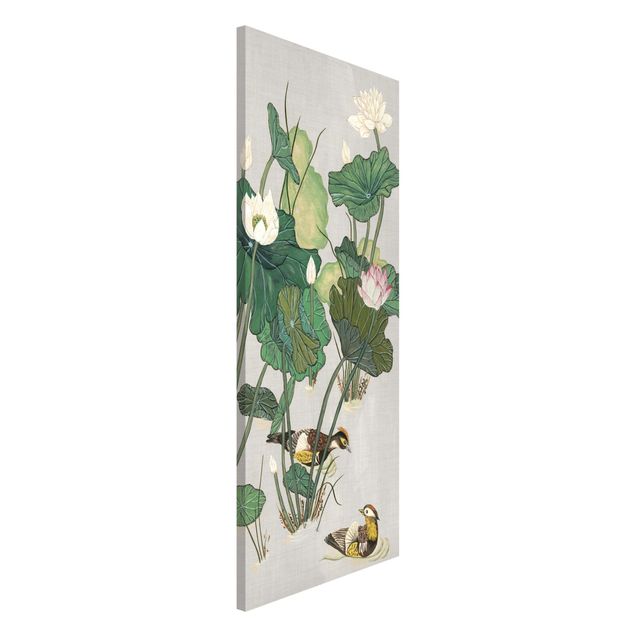 Lavagna magnetica per ufficio Illustrazione vintage di fiori di loto nello stagno