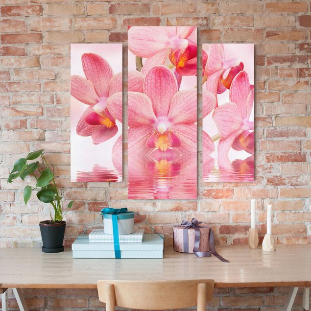 Quadri su tela fiori Orchidea rosa chiaro sull'acqua