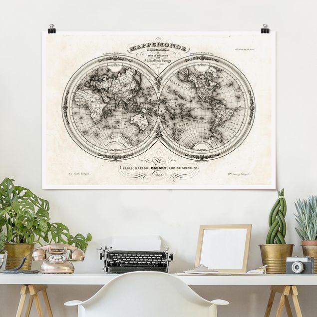 Poster illustrazioni Mappa del mondo - Mappa francese della regione di Cap del 1848
