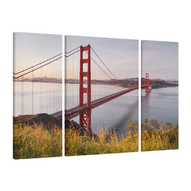 Stampa su tela 3 parti - Golden Gate Bridge In San Francisco - Trittico