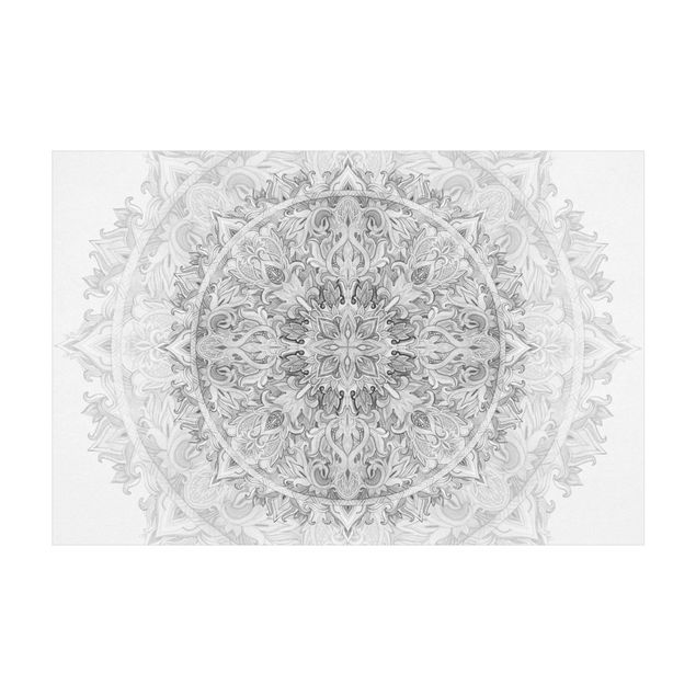 Tappeti grandi Mandala Acquerello Ornamento Disegno Nero Bianco