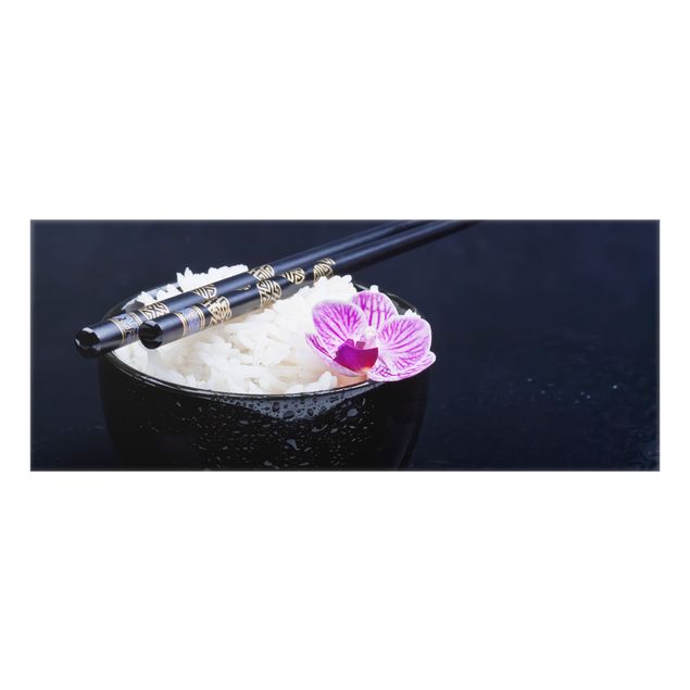 Paraschizzi in vetro - Ciotola di riso con orchidea