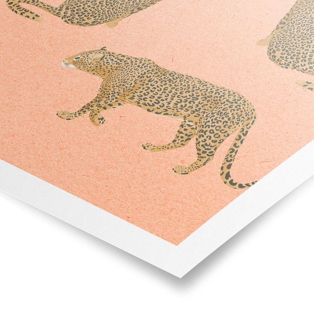 Poster - Illustrazione Leopard Rosa Pittura - Verticale 4:3