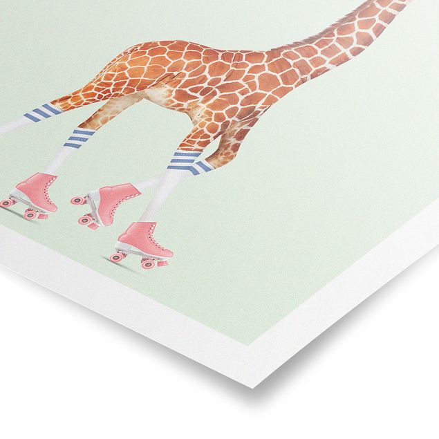 Poster - Giraffa con Pattini a rotelle - Quadrato 1:1