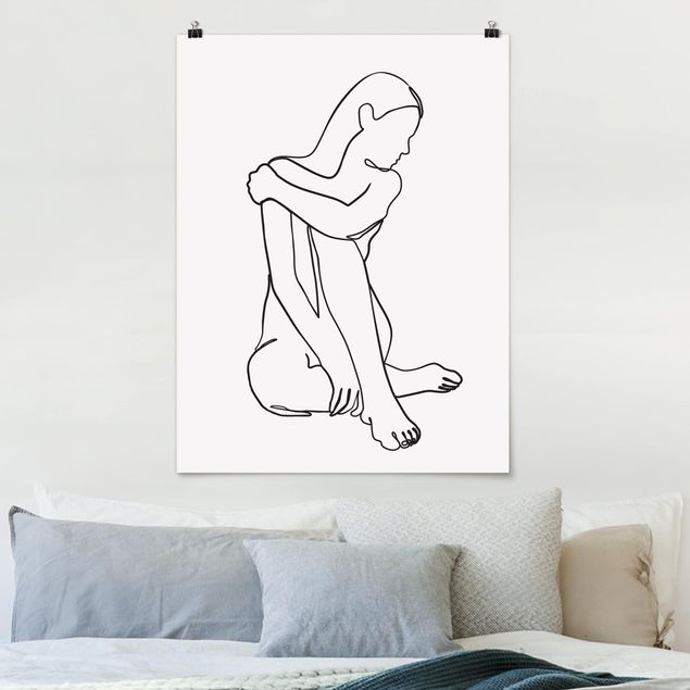 Poster - Line Art Nudo donna Bianco e nero - Verticale 4:3