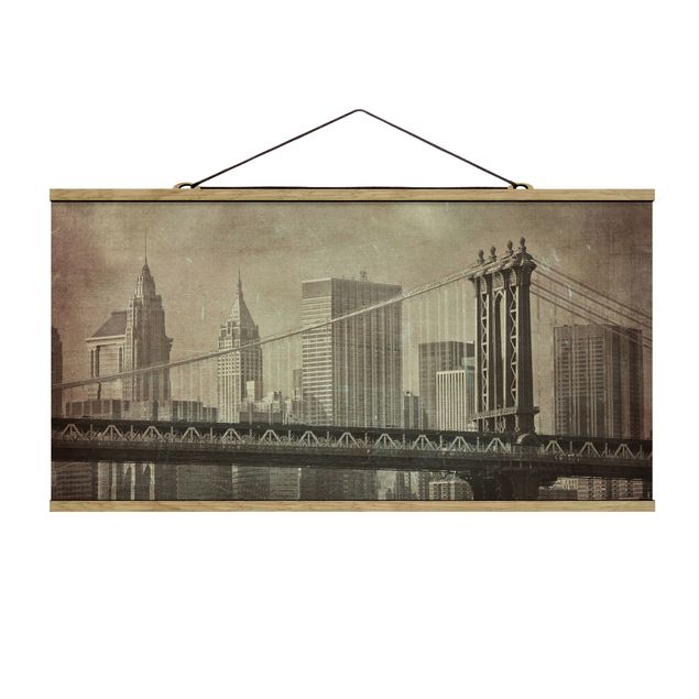 Foto su tessuto da parete con bastone - Vintage New York City - Orizzontale 1:2