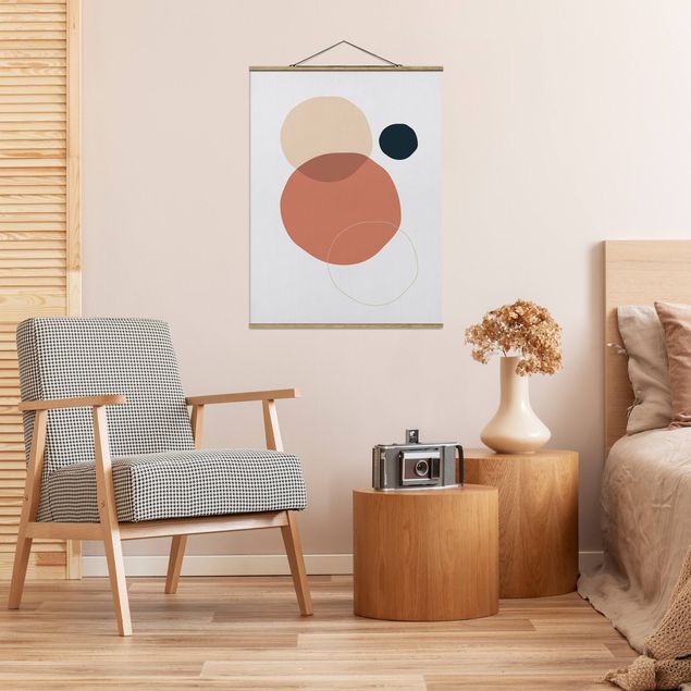 Foto su tessuto da parete con bastone - Line Art Circles Pastello - Verticale 4:3