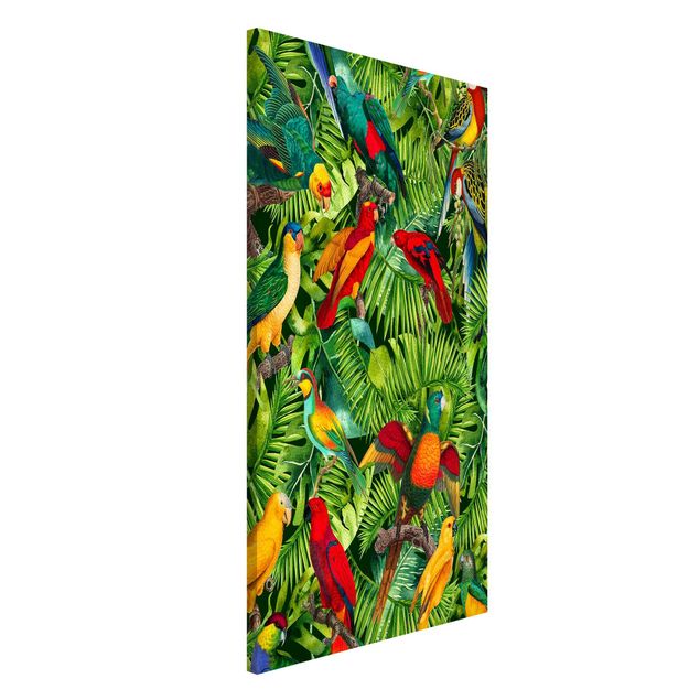 stampe animali Collage colorato - Pappagalli nella giungla