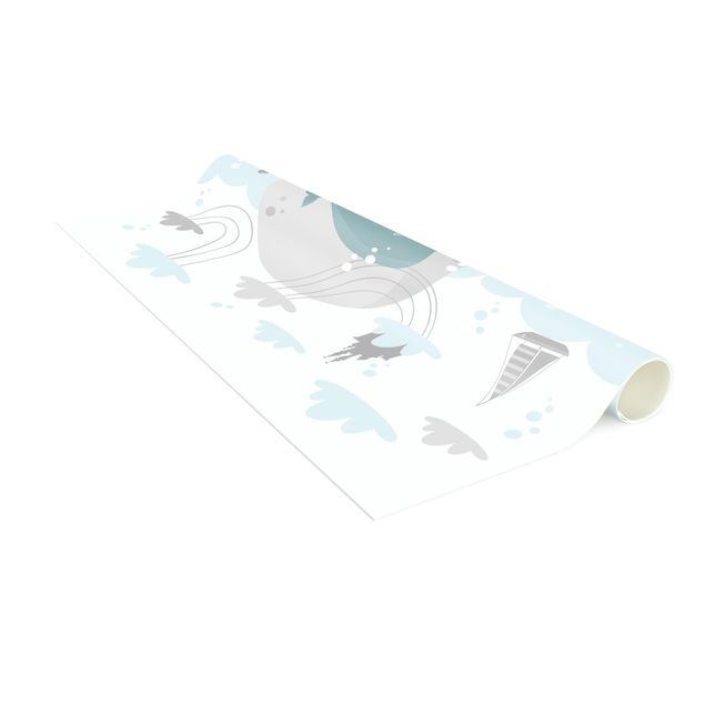 Tappeti bagno bianchi Nuvole con balena e castello