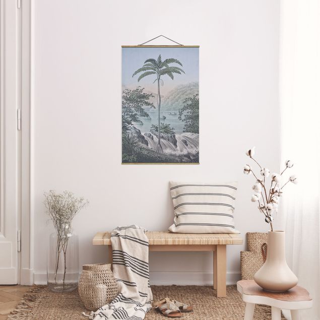 Foto su tessuto da parete con bastone - Vintage Illustrazione - Paesaggio Con La Palma - Verticale 3:2