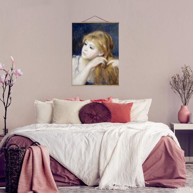 Foto su tessuto da parete con bastone - Auguste Renoir - testa di una ragazza - Verticale 4:3