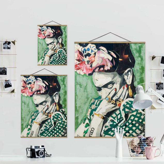 Foto su tessuto da parete con bastone - Frida Kahlo - Collage No.3 - Verticale 4:3