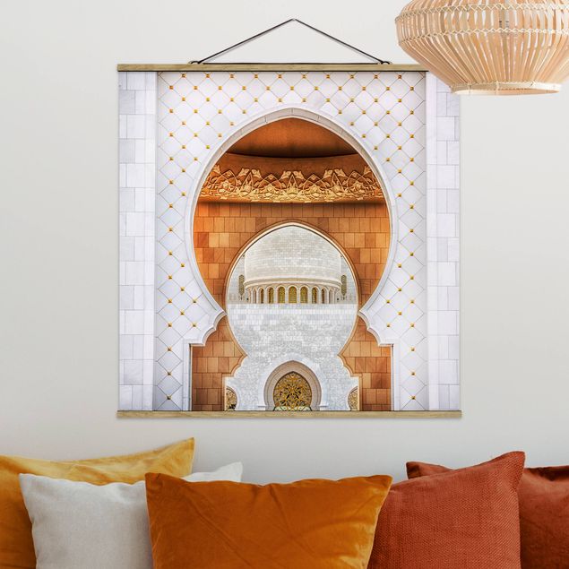 Quadro su tessuto con stecche per poster - Porta della Moschea - Quadrato 1:1