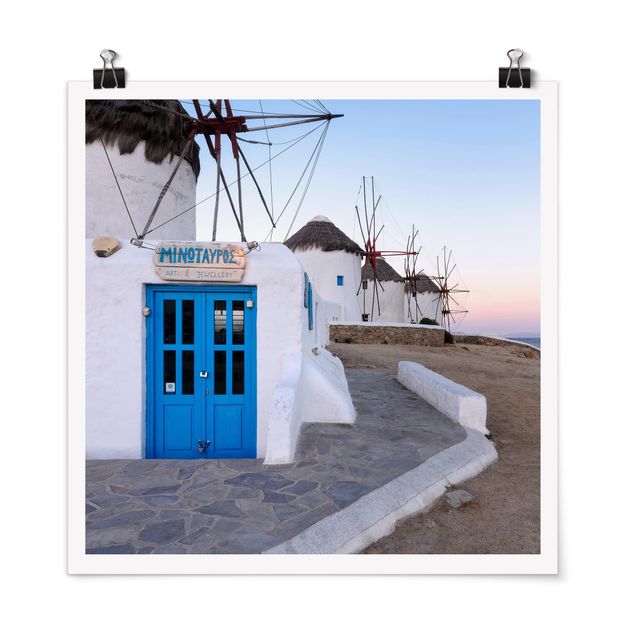 Poster - Mykonos Windmills - Quadrato 1:1