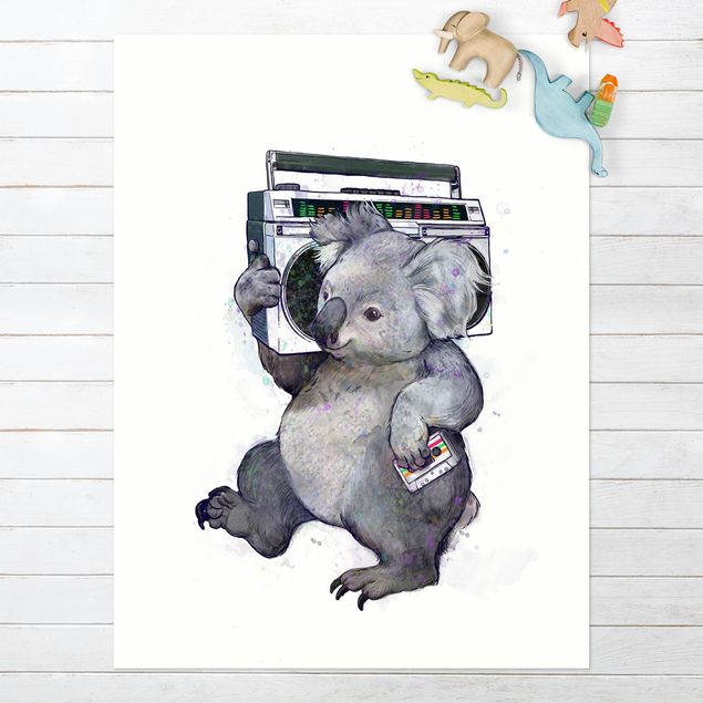 Tappeto per terrazzo esterno Illustrazione - Koala con radio pittura