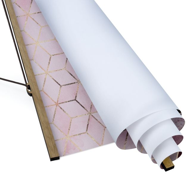 Quadro su tessuto con stecche per poster - Elisabeth Fredriksson - Ha creduto che potesse in oro rosa - Quadrato 1:1